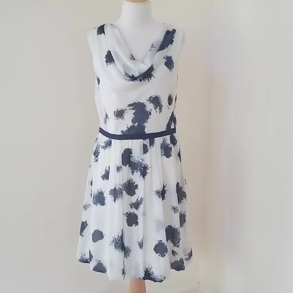 LOFT size 12 combo Sleeveless cowl balloon dress - Picture 1 of 9